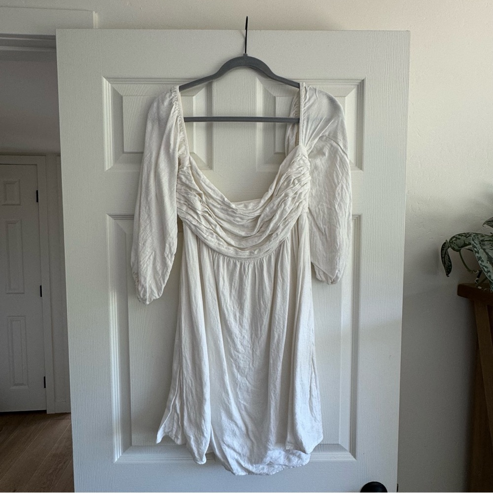 Elegant White Ruched Dress